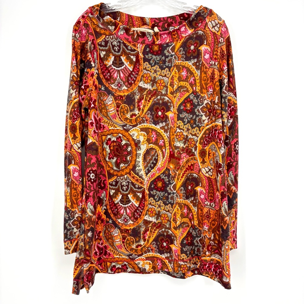 Soft Surroundings Multicolor Paisley Long Sleeve Tunic Medium Coastal Grandma